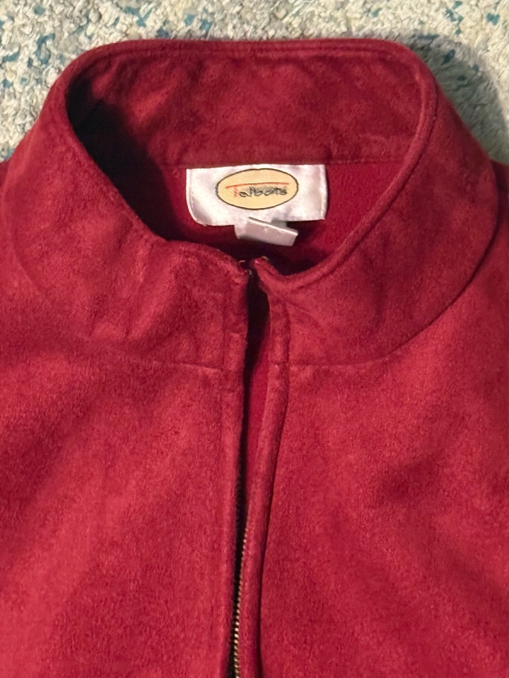 Talbots Deep Red/Burgundy Sleeveless Faux Suede Zip FrontVest w/ Front Pocket M - Picture 3 of 7